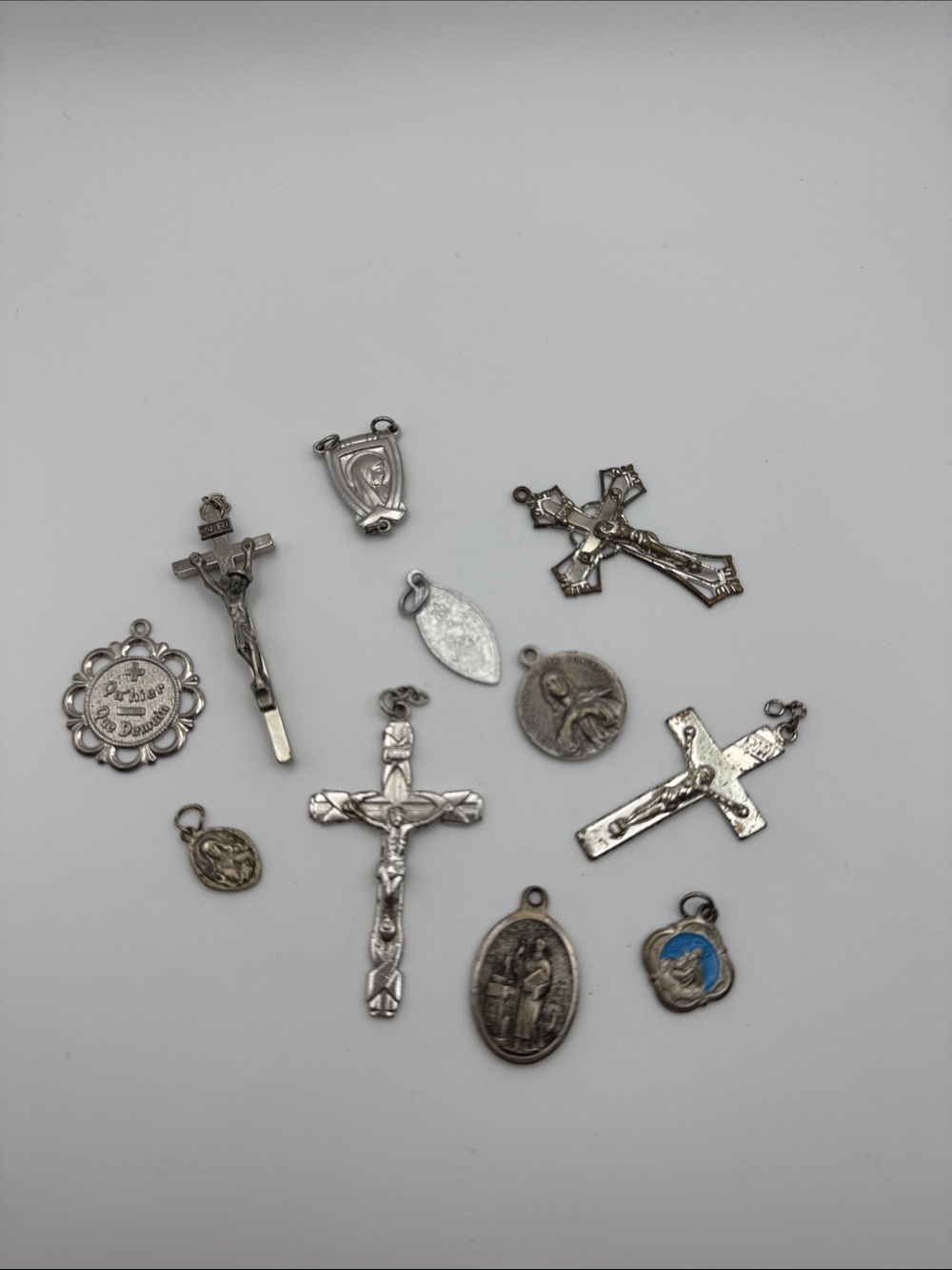 Assorted Silver Religious Cross and Medal Charms - Home Accents